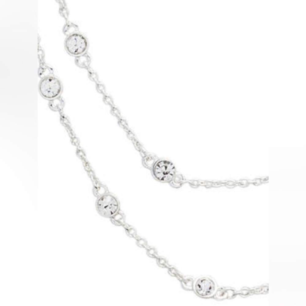 NWT Kim Rogers Silver Tone Crystal 17โ Two Row Channel Necklace